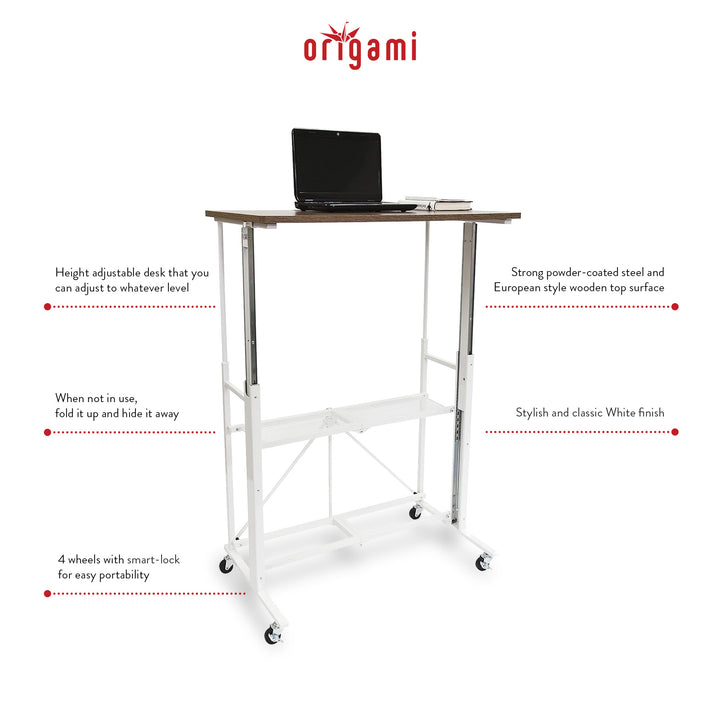 Origami Sit or Stand Adjustable Standing Work Home Office Desk, Slim (Used)