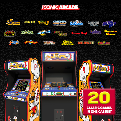 Iconic Arcade BurgerTime XT Arcade Machine with 20 Games, 19.5-Inch Screen