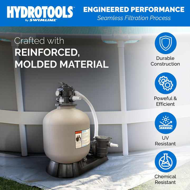 HYDROTOOLS by Swimline 16" Sand Filter Combo w/ Stand, 100lb Capacity (Open Box)