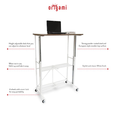 Origami Sit or Stand Adjustable Standing Office Desk, Slim (Open Box) - VMInnovations