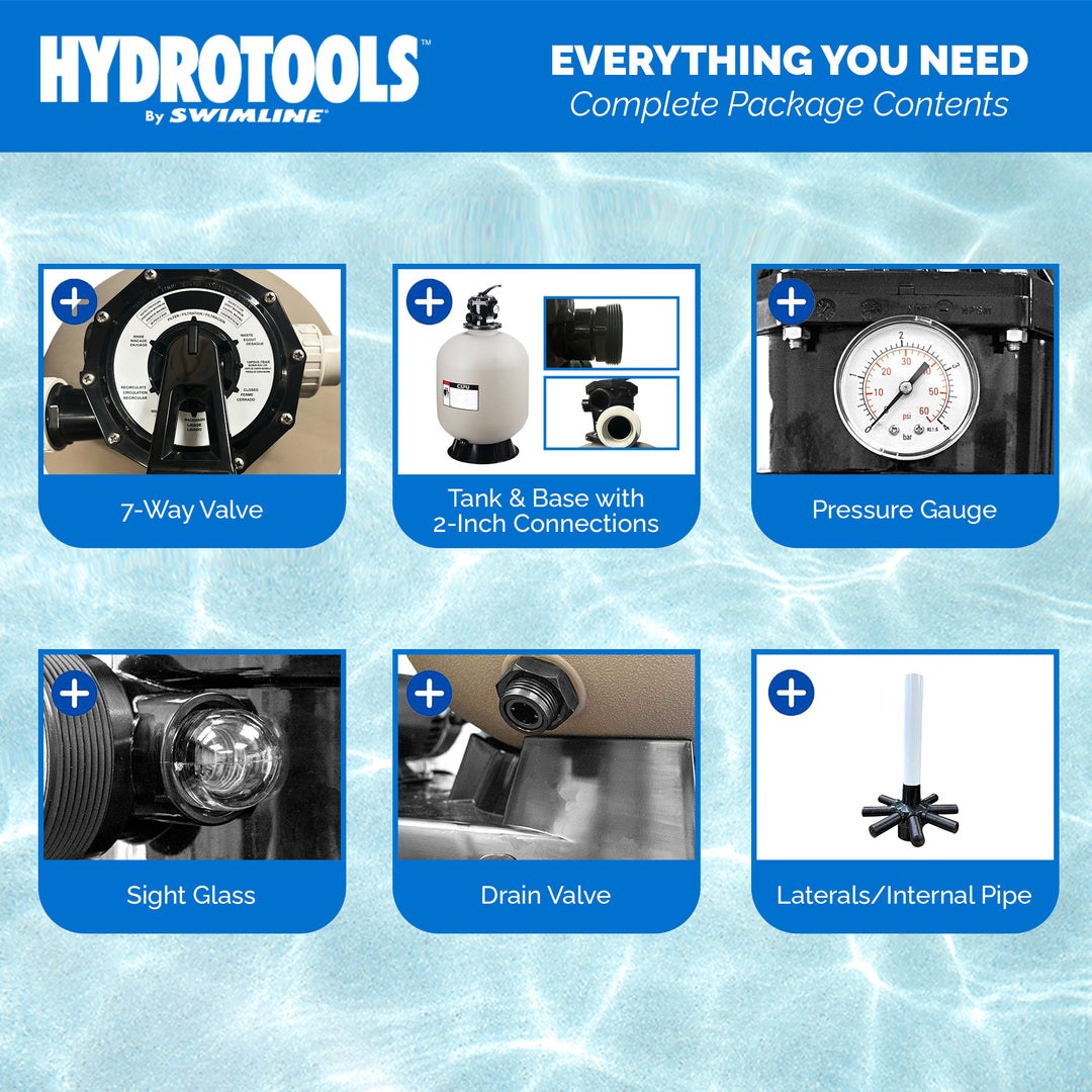 Swimline Hydrotools 31" Sand Filter Inground Pool Combo Set, 500lb Sand Capacity