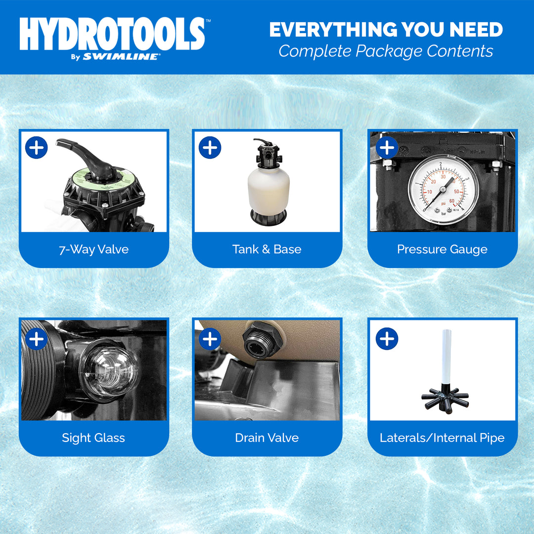 HYDROTOOLS by Swimline 16" Sand Filter Combo w/ Stand, 100lb Capacity (Open Box)