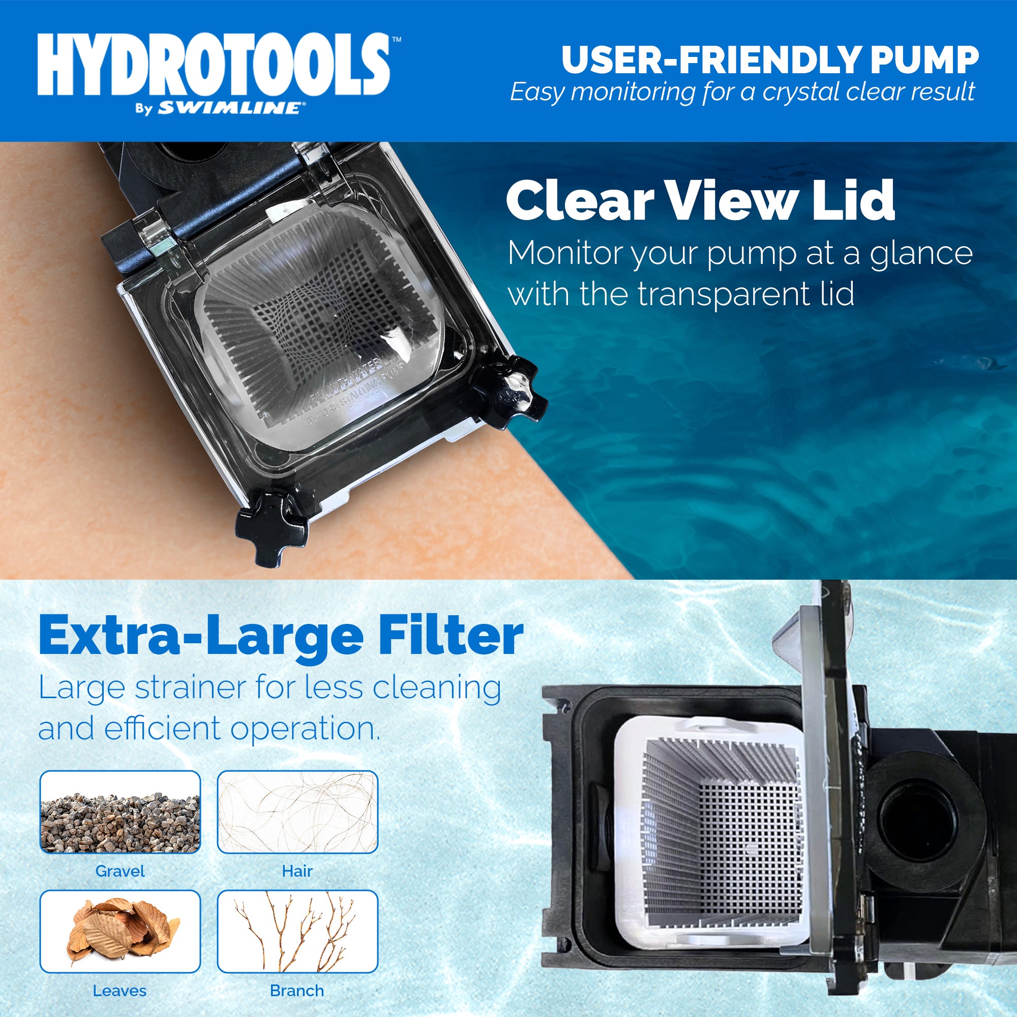 Swimine Hydrotools 6660 GPH Filter Pump for Above and Inground Swimming Pools - VMInnovations