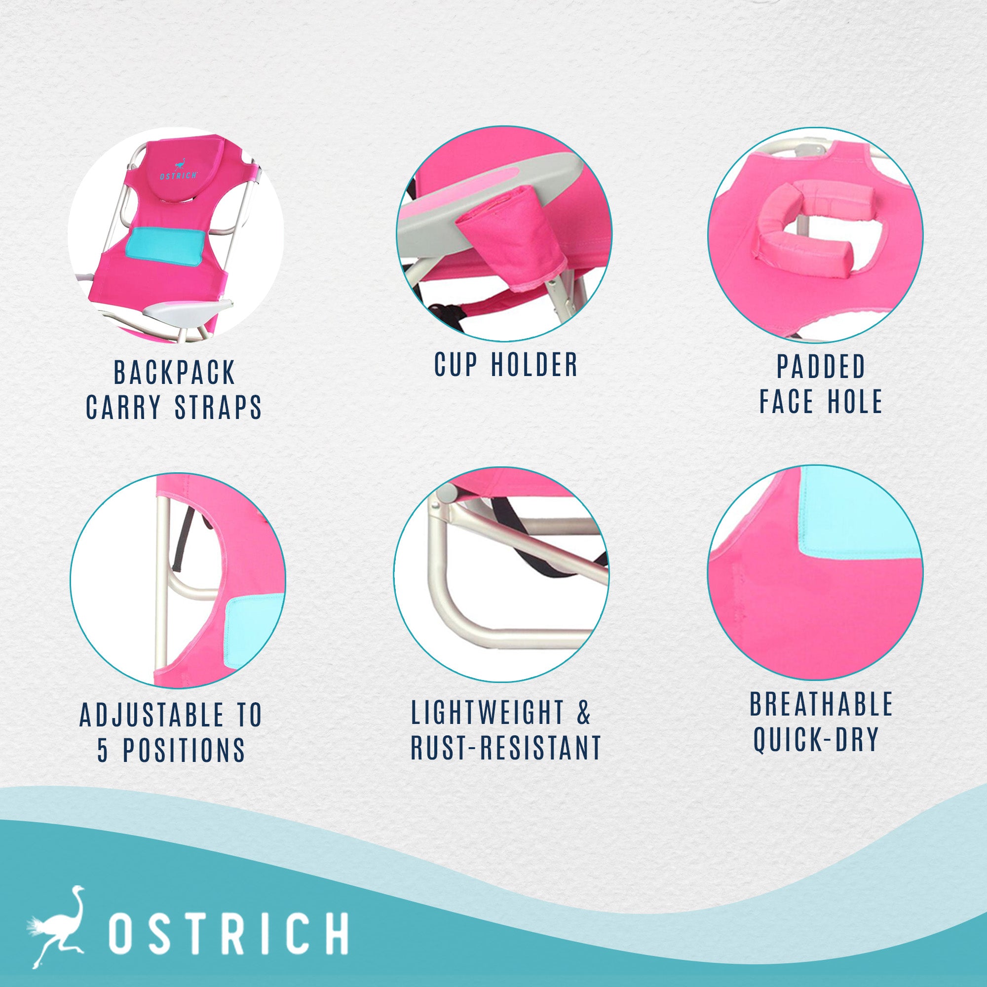 Ostrich Altitude 3in1 Reclining Chair & Ladies Comfort On-Your-Back Beach Chair