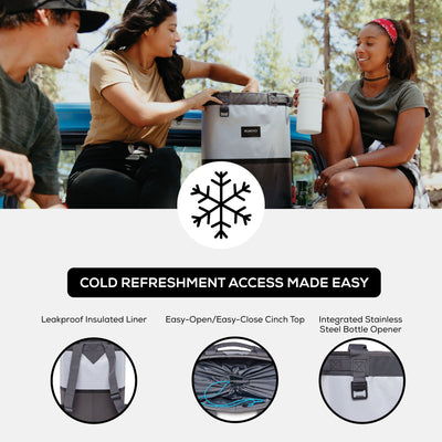 Igloo Reactor Portable 46 Can Soft Insulated Cinch Backpack Cooler Bag, Gray