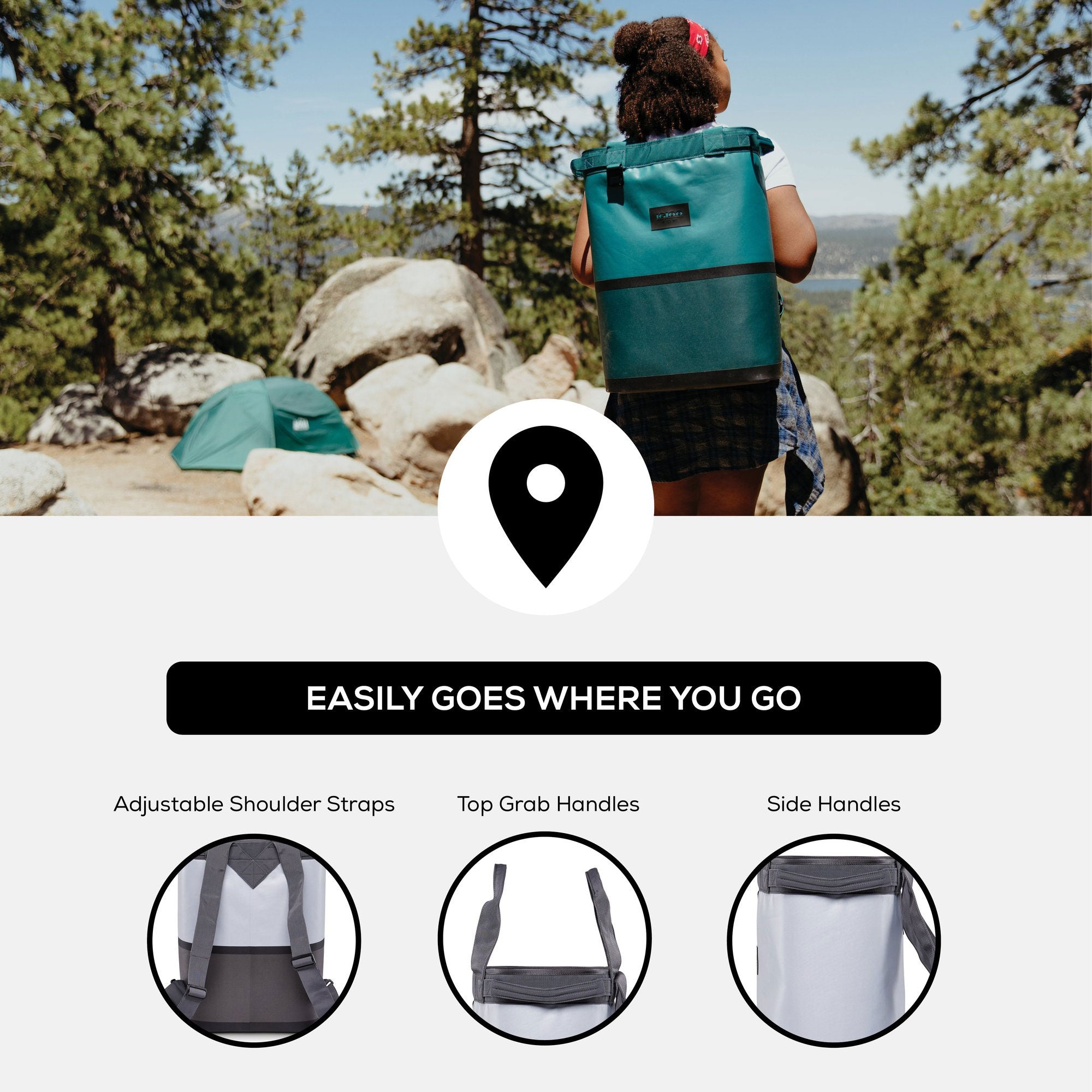 Igloo Reactor Portable 46 Can Soft Insulated Cinch Backpack Cooler Bag, Gray