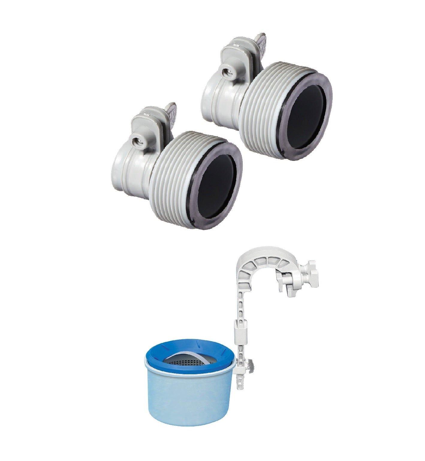Intex Replacement Hose Adapter B with Collar (Pair) w/ Wall Mount Pool Skimmer