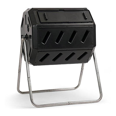 FCMP Outdoor 37 Gallon Dual Chamber Tumbling Composter Bin for Soil (Open Box)