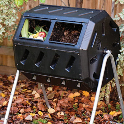 FCMP Outdoor 37 Gal Dual Chamber Quick Curing Tumbling Composter Bin (Used)
