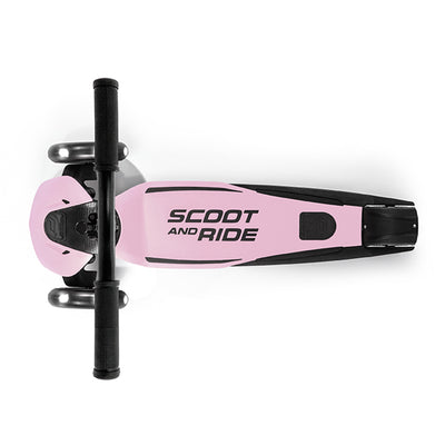 Scoot & Ride Highwaykick 5 Kid & Teen Adjustable Kick Scooter, LED Wheels, Rose - VMInnovations