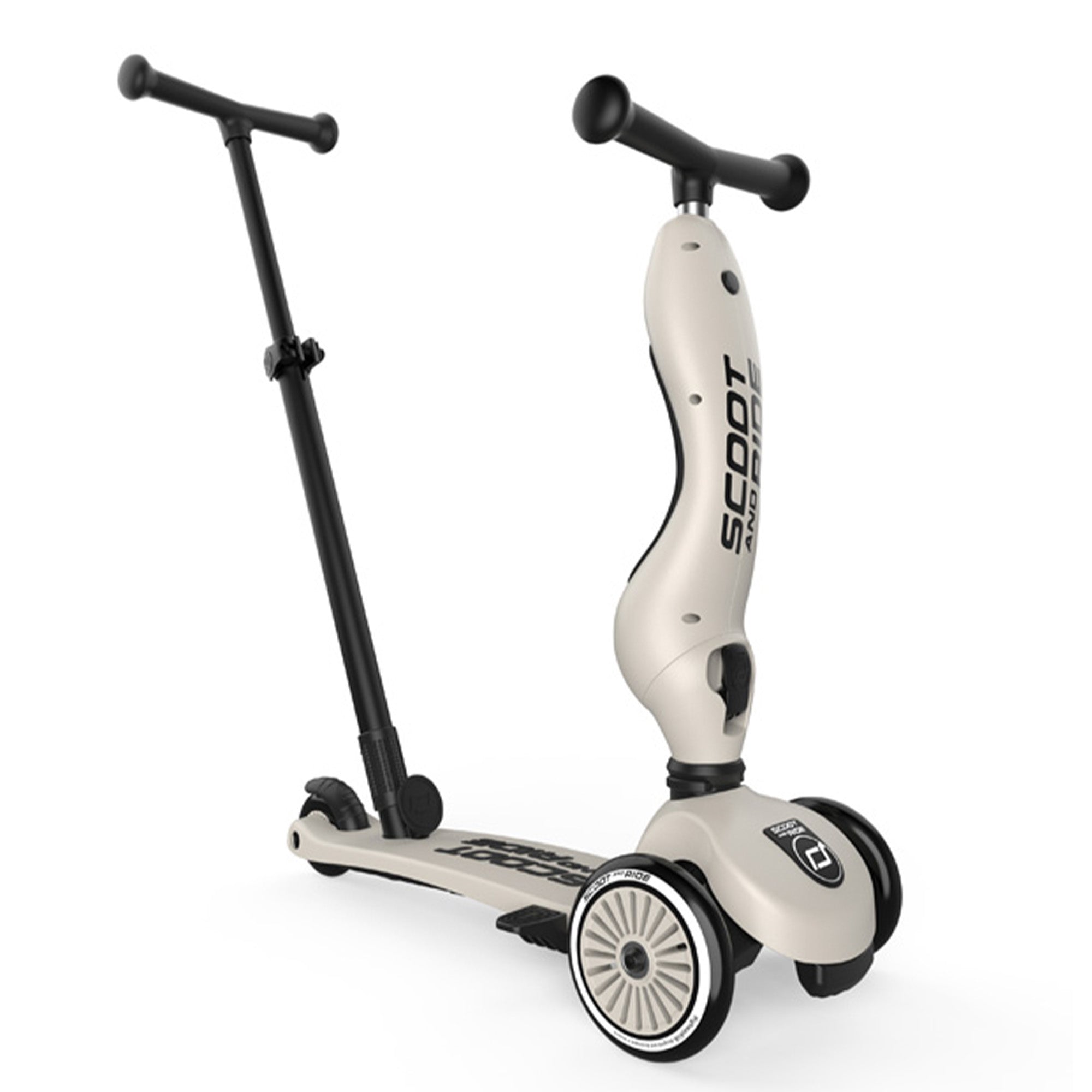 Scoot & Ride 2-in-1 Kids Scooter with Push Bar, Highwaykick 1 Push & Go, Ash - VMInnovations