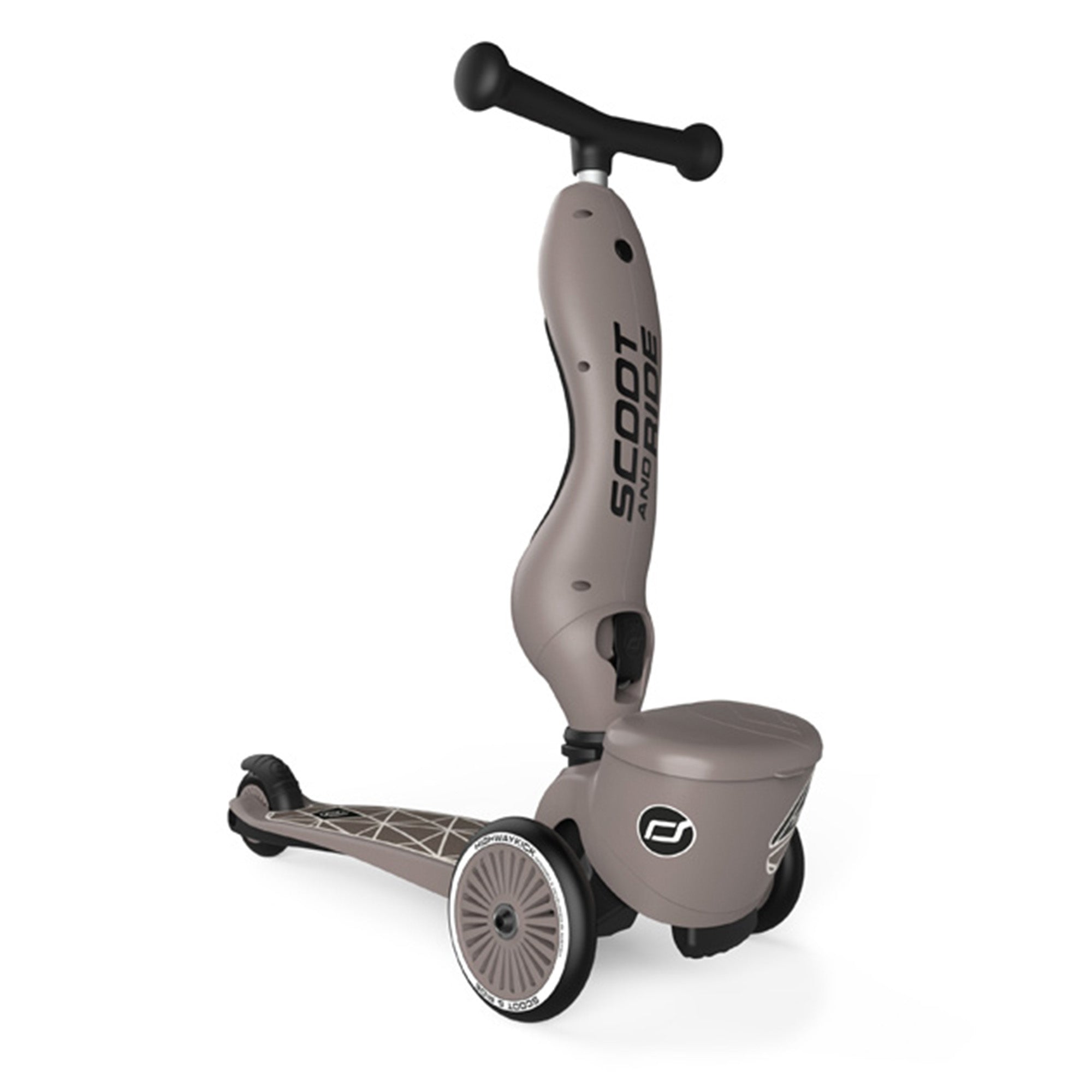 Scoot & Ride 2-in-1 Kids Scooter with Basket, Highwaykick 1 Lifestyle, Brown - VMInnovations