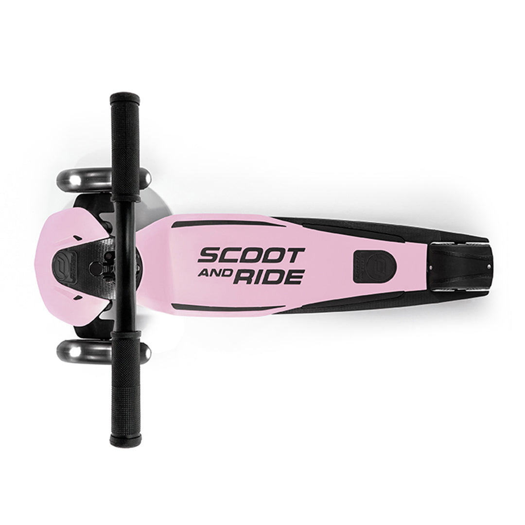 Scoot & Ride Highwaykick 5 Kid & Teen Adjustable Kick Scooter, LED Wheels, Rose