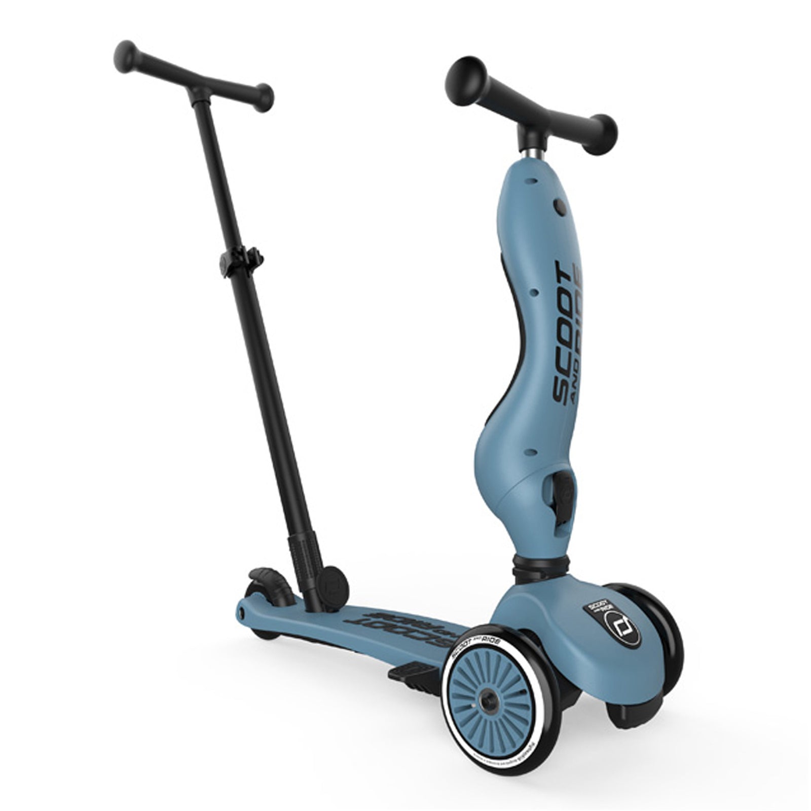 Scoot & Ride 2-in-1 Kids Scooter w/ Push Bar, Highwaykick 1 Push & Go, Steel - VMInnovations