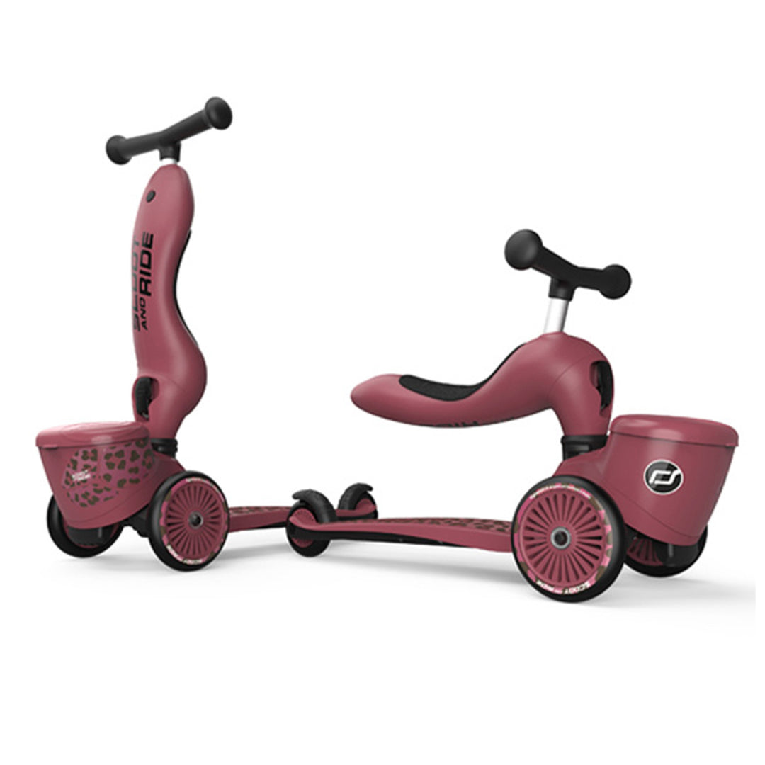 Scoot & Ride 2-in-1 Kids Scooter w/ Push Bar, Highwaykick 1 Push & Go, Wildberry