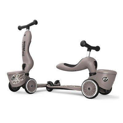 Scoot & Ride 2-in-1 Kids Scooter with Basket, Highwaykick 1 Lifestyle, Brown - VMInnovations