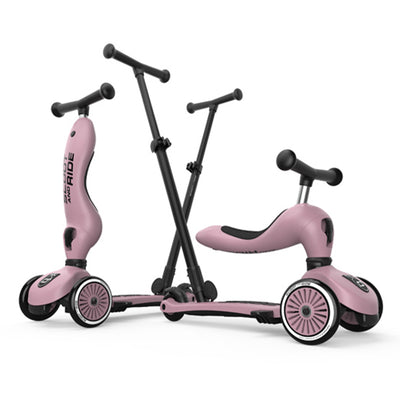Scoot & Ride 2-in-1 Kids Scooter w/ Push Bar, Highwaykick 1 Push & Go, Wildberry - VMInnovations