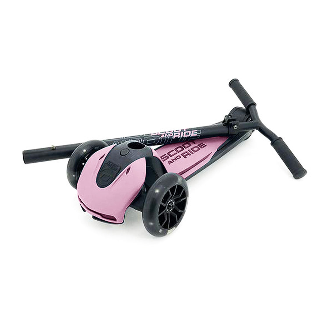 Scoot & Ride Highwaykick 5 Kid & Teen Adjustable Kick Scooter, LED Wheels, Rose