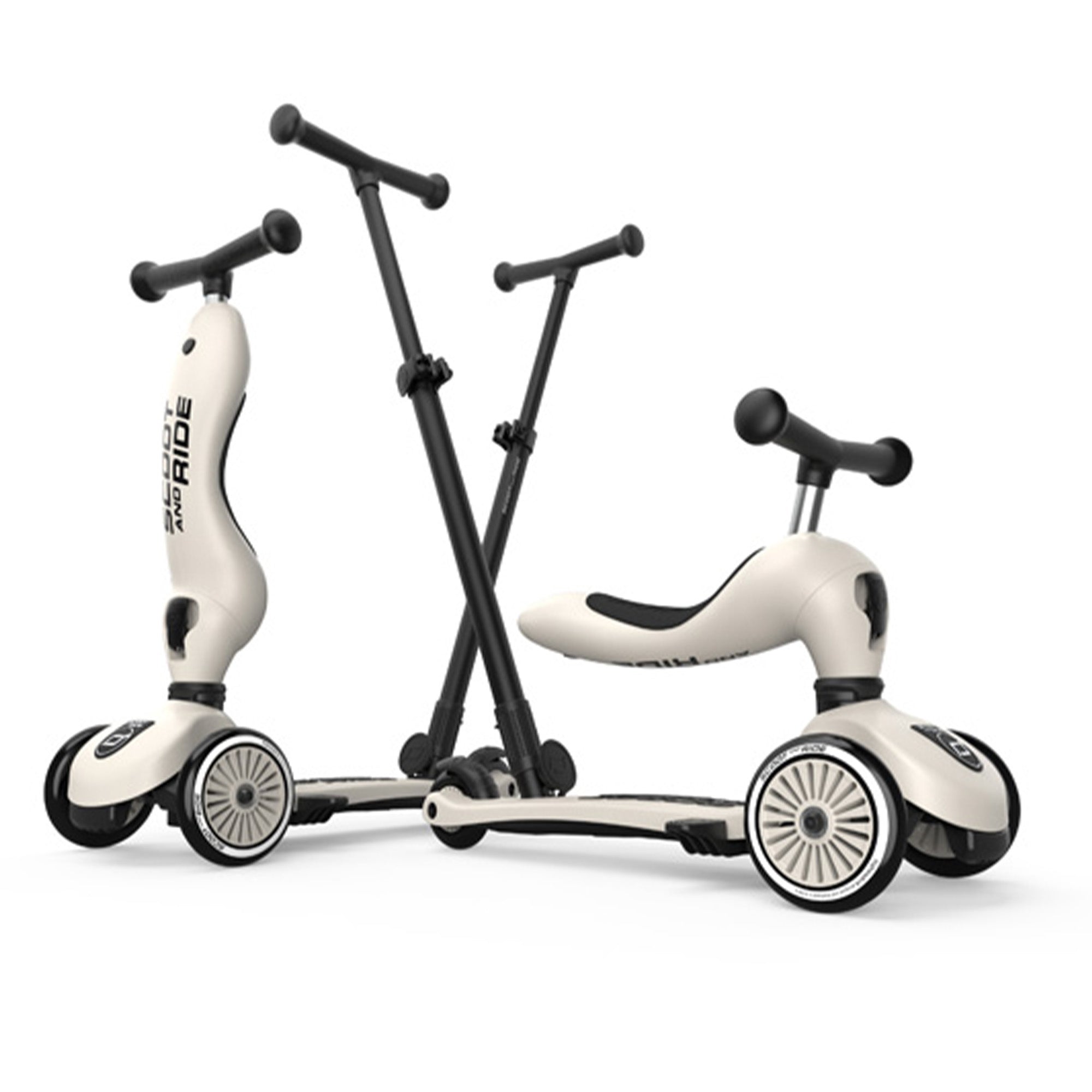 Scoot & Ride 2-in-1 Kids Scooter with Push Bar, Highwaykick 1 Push & Go, Ash - VMInnovations