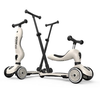 Scoot & Ride 2-in-1 Kids Scooter with Push Bar, Highwaykick 1 Push & Go, Ash - VMInnovations