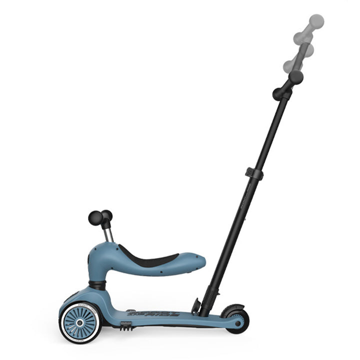 Scoot & Ride 2-in-1 Kids Scooter w/ Push Bar, Highwaykick 1 Push & Go, Steel - VMInnovations