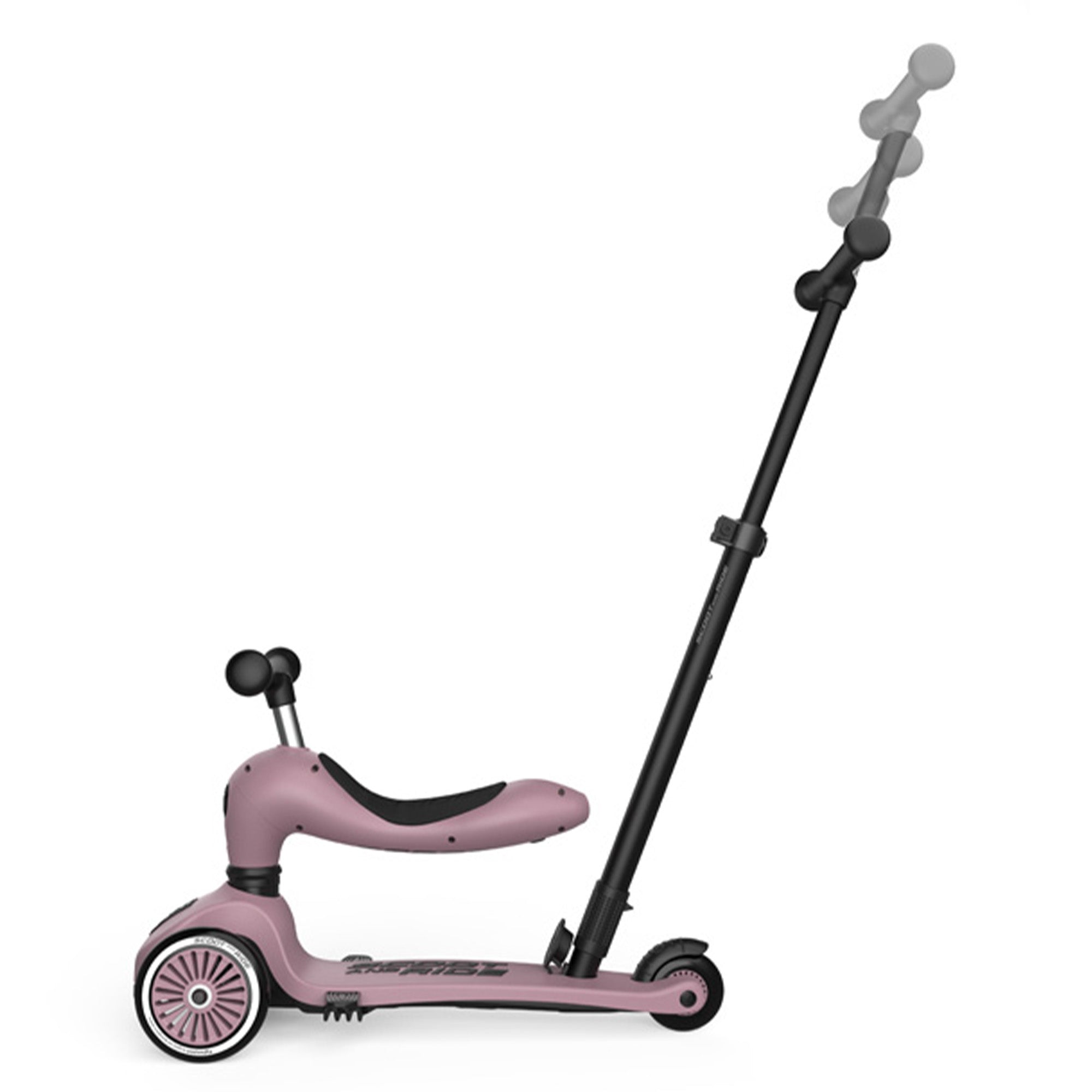 Scoot & Ride 2-in-1 Kids Scooter w/ Push Bar, Highwaykick 1 Push & Go, Wildberry - VMInnovations