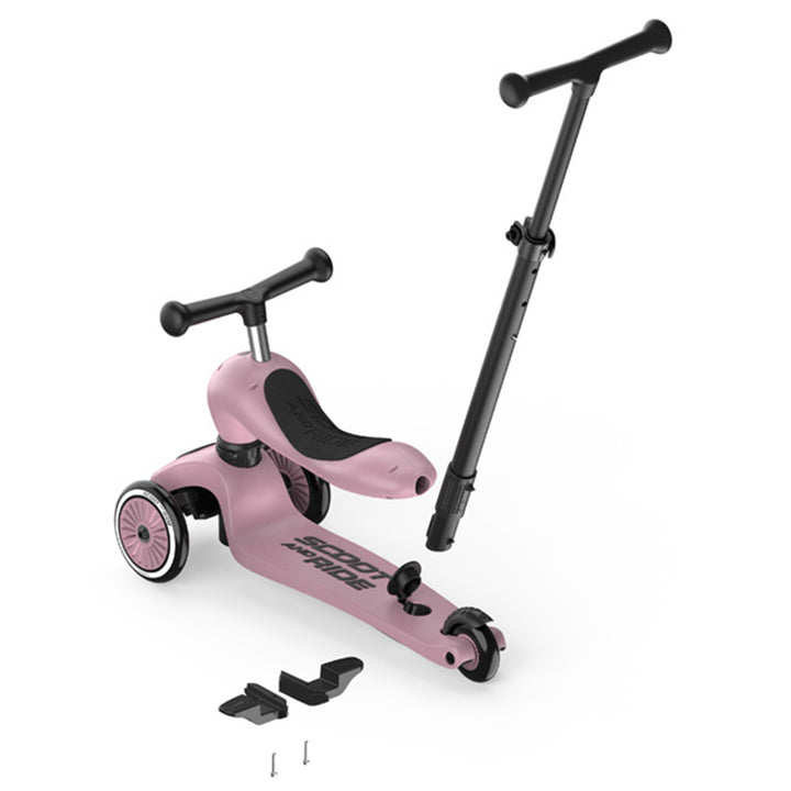 Scoot & Ride 2-in-1 Kids Scooter w/ Push Bar, Highwaykick 1 Push & Go, Wildberry