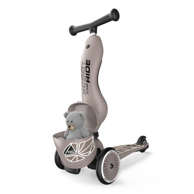 Scoot & Ride 2-in-1 Kids Scooter with Basket, Highwaykick 1 Lifestyle, Brown - VMInnovations