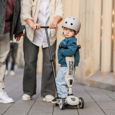 Scoot & Ride 2-in-1 Kids Scooter with Push Bar, Highwaykick 1 Push & Go, Ash - VMInnovations