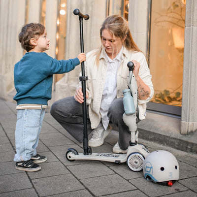 Scoot & Ride 2-in-1 Kids Scooter with Push Bar, Highwaykick 1 Push & Go, Ash - VMInnovations