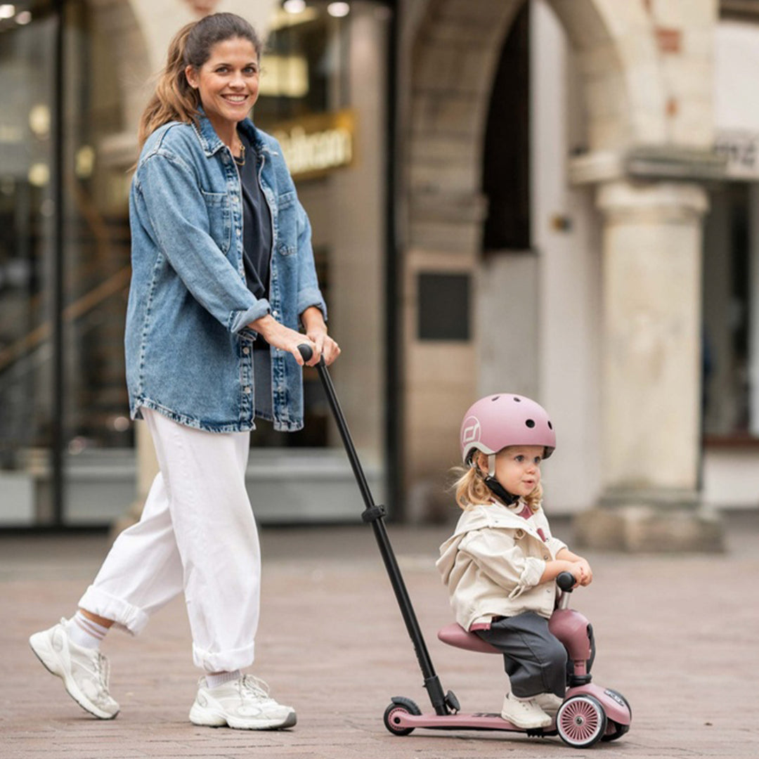 Scoot & Ride 2-in-1 Kids Scooter w/ Push Bar, Highwaykick 1 Push & Go, Wildberry - VMInnovations