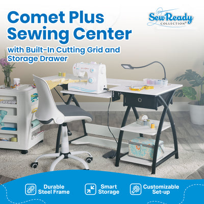 Sew Ready Comet Plus Craft Sewing Table with Accurate Fabric Cutting Grid-Top