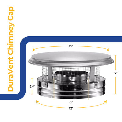 DuraVent DuraPlus 6 Inch Stainless Steel Chimney Cap for Dryer Replacement Parts