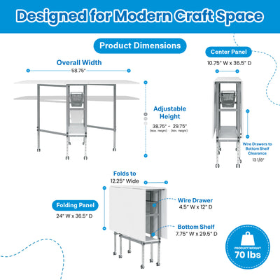 Studio Designs Sew Ready Hobby & Cutting Craft Desk Table w/ Drawers (Damaged)