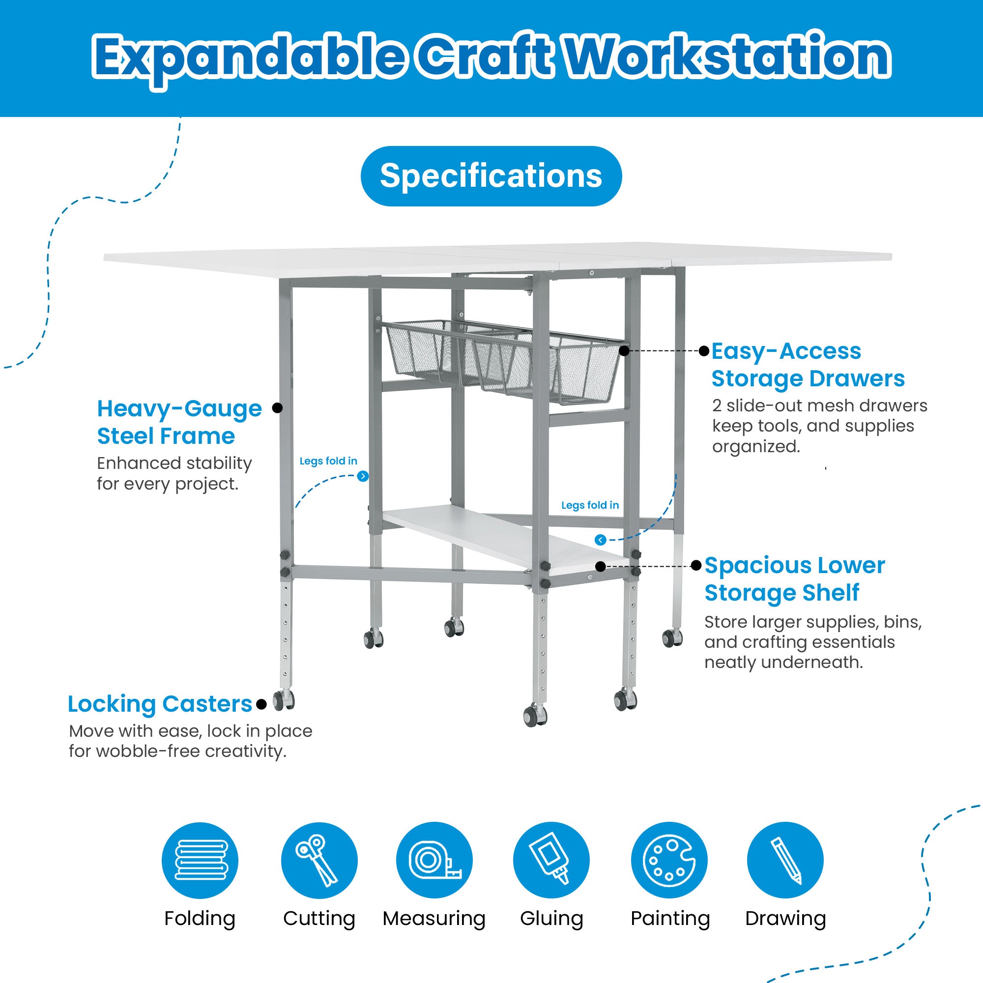 Studio Designs Sew Ready Hobby & Cutting Craft Desk Table w/ Drawers (Damaged)