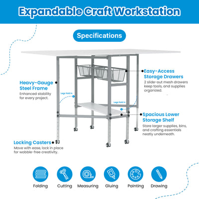 Studio Designs Sew Ready Hobby & Cutting Craft Desk Table w/ Drawers (Damaged)