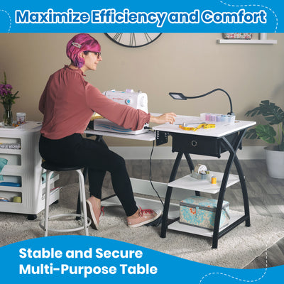 Sew Ready Comet Plus Craft Sewing Table with Accurate Fabric Cutting Grid-Top