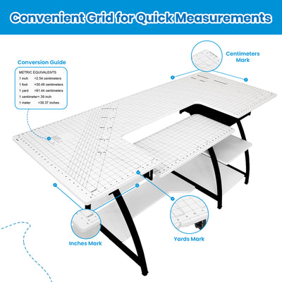 Sew Ready Comet Plus Craft Sewing Table with Accurate Fabric Cutting Grid-Top