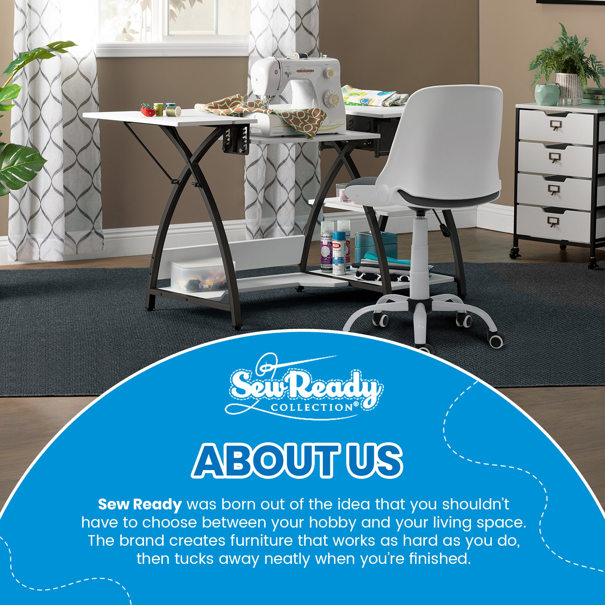 Sew Ready Comet Plus Craft Sewing Table with Accurate Fabric Cutting Grid-Top