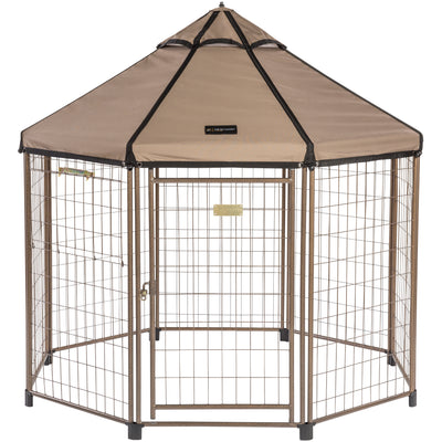 Advantek 5 Ft Portable Indoor Outdoor Metal Pet and Dog Gazebo with Cover (Used) - VMInnovations