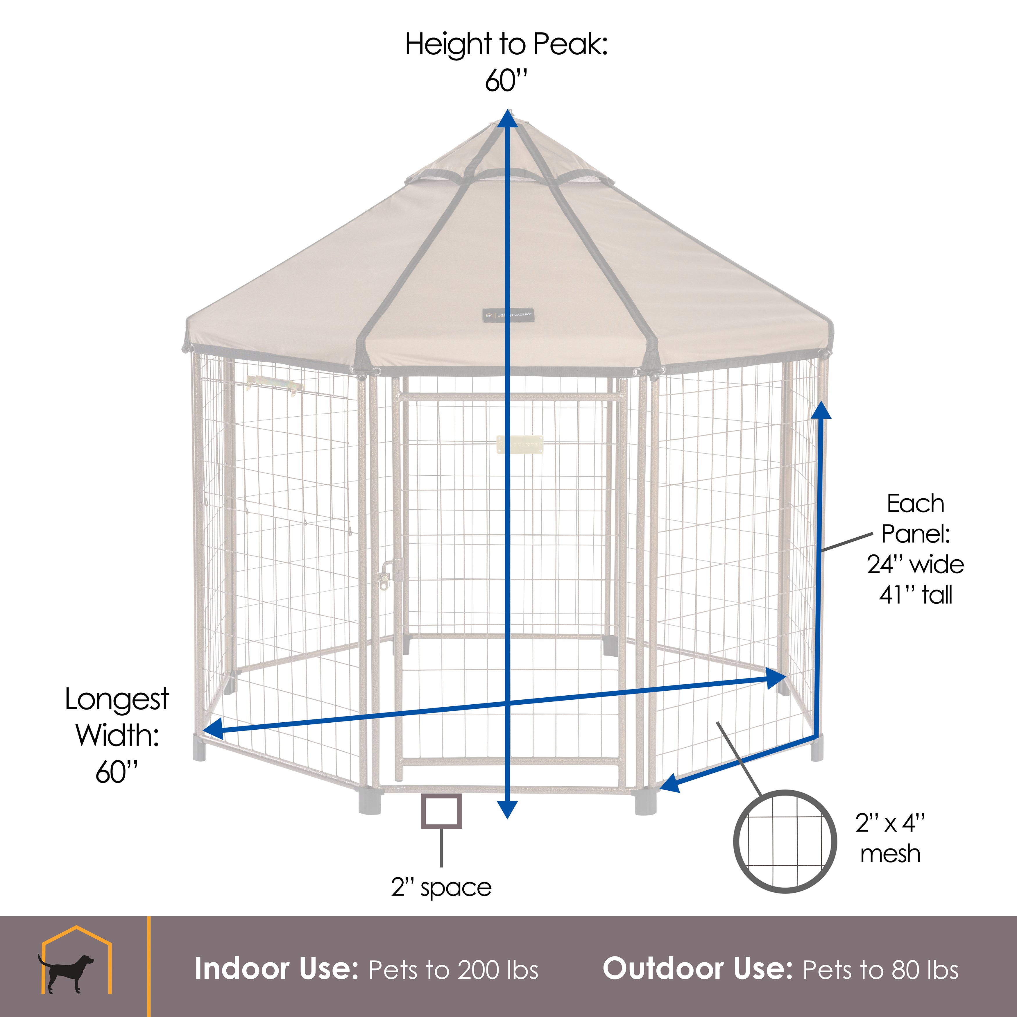 Advantek 5 Ft Portable Indoor Outdoor Metal Pet and Dog Gazebo with Cover (Used) - VMInnovations