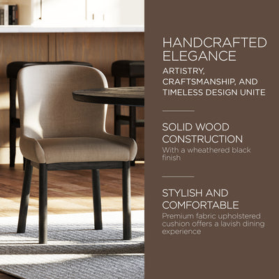 Maven Lane Contemporary Dining Chair, Black Finish w/Dove Fabric (For Parts) - VMInnovations