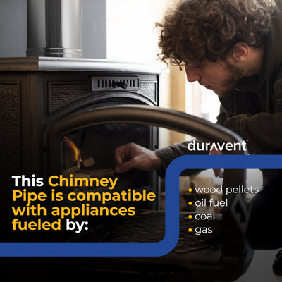 DuraVent DuraPlus Chimney Pipe, Stainless Steel, Double Wall, 6” x 12”(Open Box) - VMInnovations