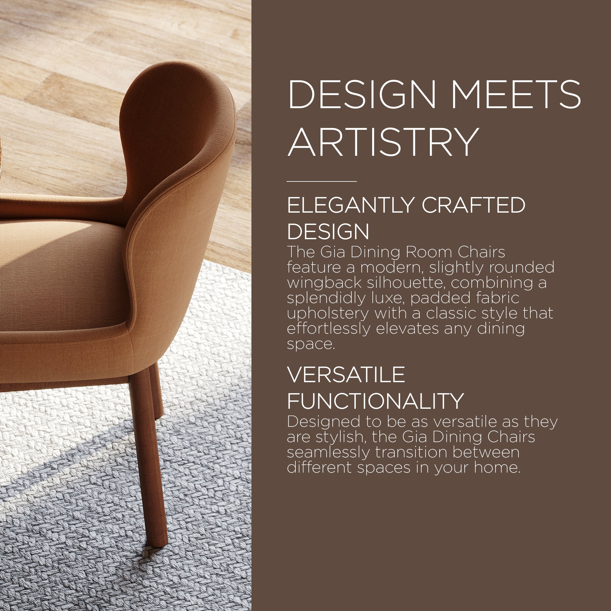 Maven Lane Contemporary Dining Chair, Refined Brown w/Clay Fabric (For Parts) - VMInnovations