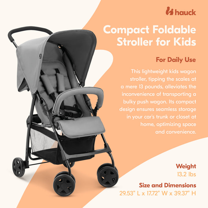 hauck Sport T13 Lightweight Compact and Foldable Stroller, Push Chair, Grey