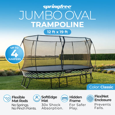 Springfree Trampoline 12'x19' Jumbo Oval Trampoline with 22'x29' Space Required