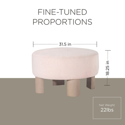 Maven Lane Contemporary Upholstered Ottoman with Refined White Wood Finish(Used) - VMInnovations
