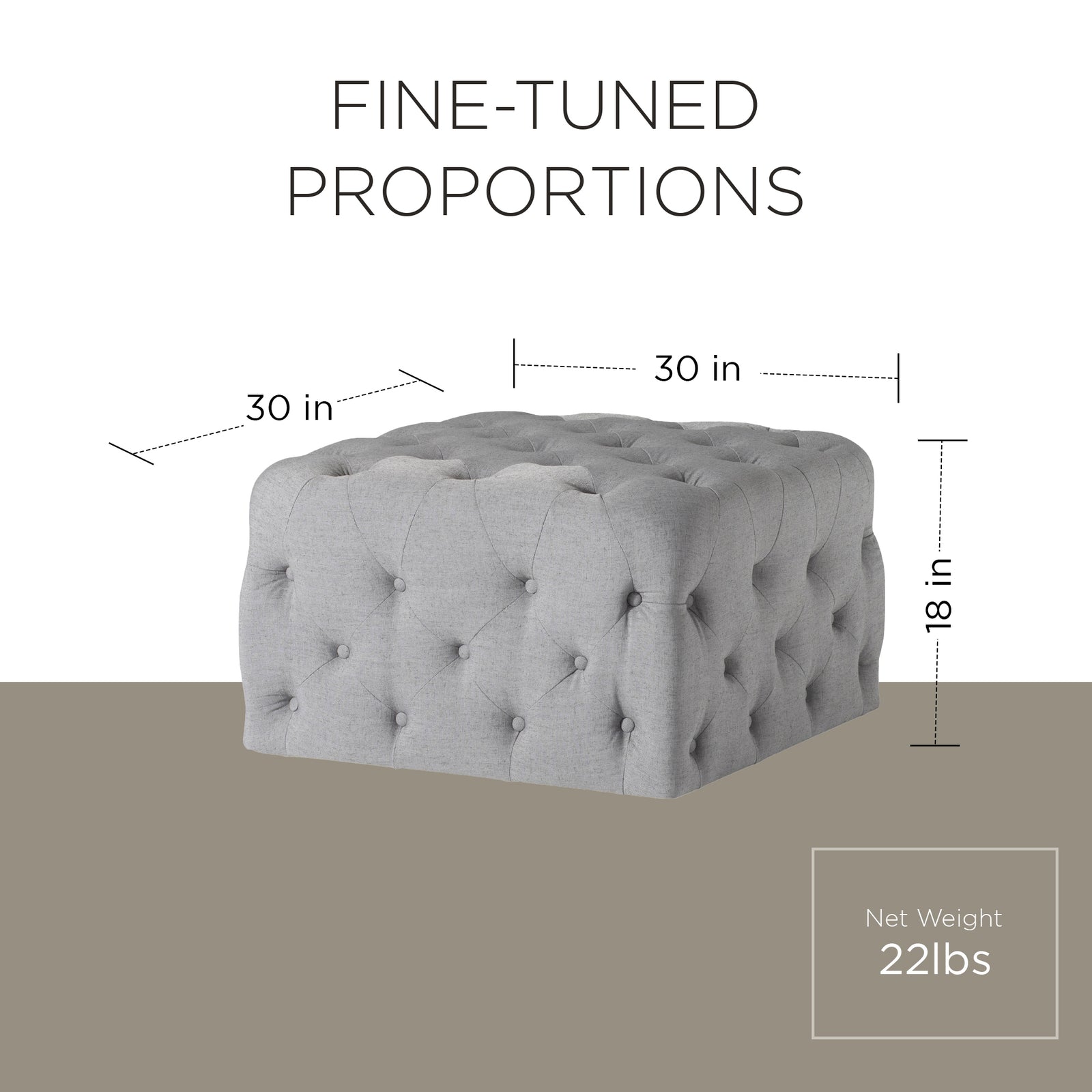 Maven Lane Henry Traditional Ottoman in Slate Fabric Upholstery (Open Box) - VMInnovations