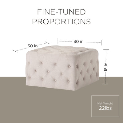 Maven Lane Henry Traditional Ottoman in Dove Fabric Upholstery - VMInnovations