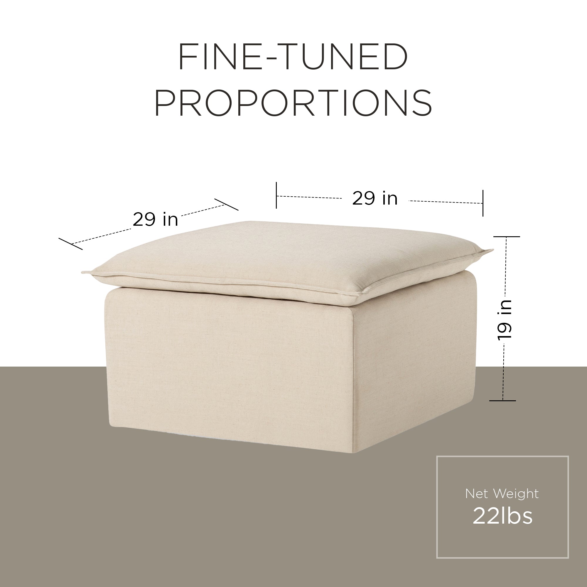 Maven Lane Claude Contemporary Ottoman in Taupe Fabric Upholstery (Open Box) - VMInnovations